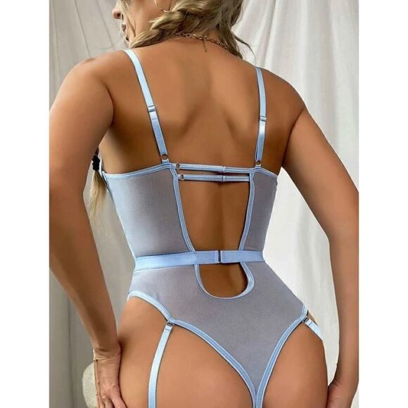 Sexy Sheer Floral Embroidered Borysuit Lingerie Set - Picture 2 of 8